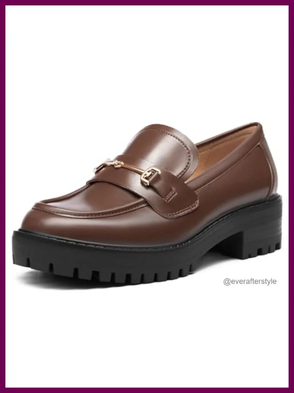 Platform Chunky Heel Loafers Slip on Business Casual Shoes Lug Sole Faux Leather
